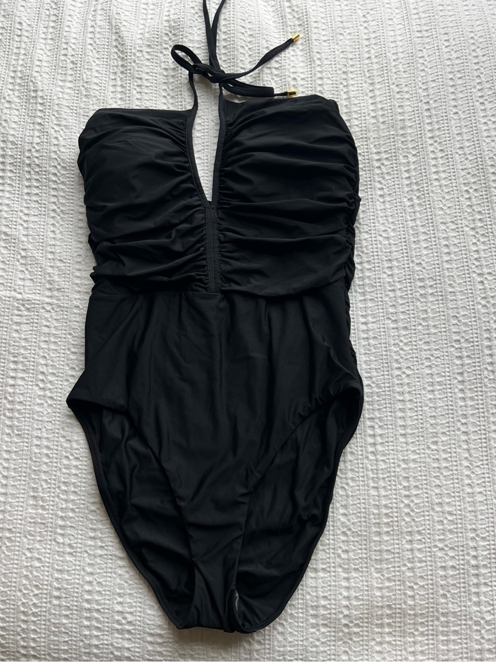 PQ Swim Strapless One-Piece Swimsuit Large Josie Midnight Halter Black New